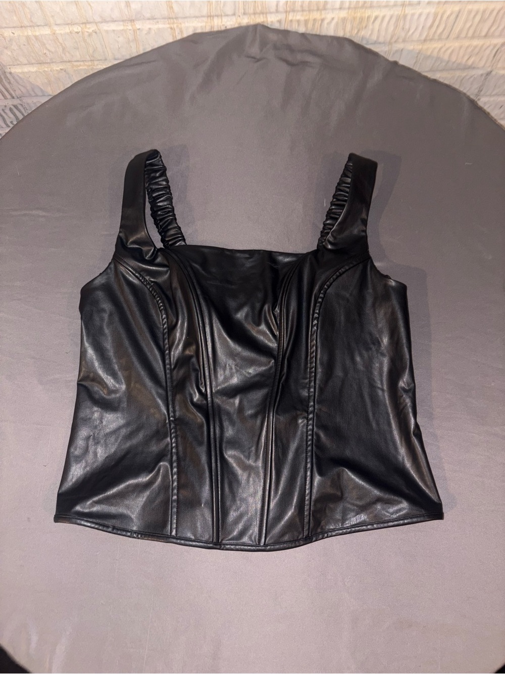 BOLD elements Black Faux Leather Corset Tank